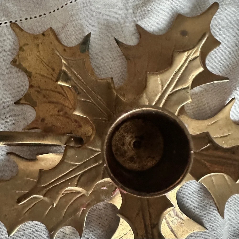 Vintage brass Leaf Candle Holder